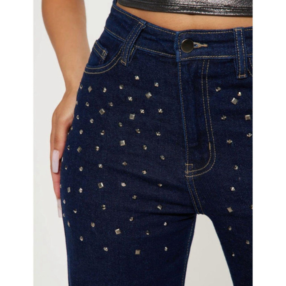 Sparkle And Shine embellished Stretch Straight Leg Jeans - Dark Wash Size 3